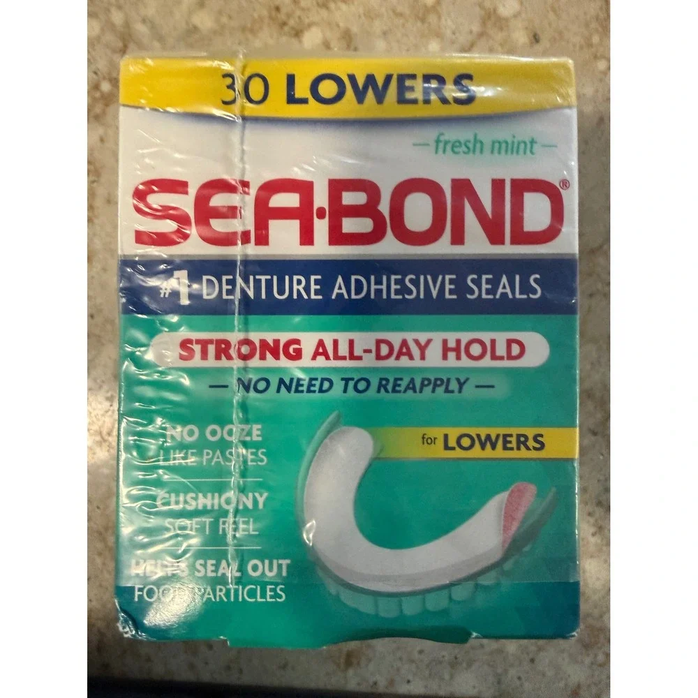 Sea-Bond Denture Adhesive Seals Lowers Fresh Mint 30ct 4-Pack 120 Total Seals